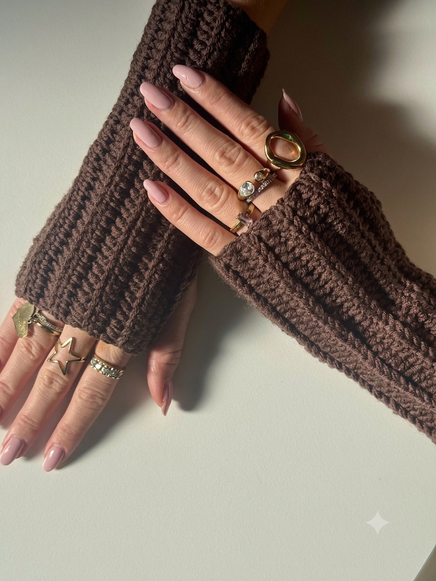 Handmade crochet gloves warm winter hand accessory