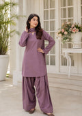 Purple short shirt with farshi shalwar traditional 2pc outfit