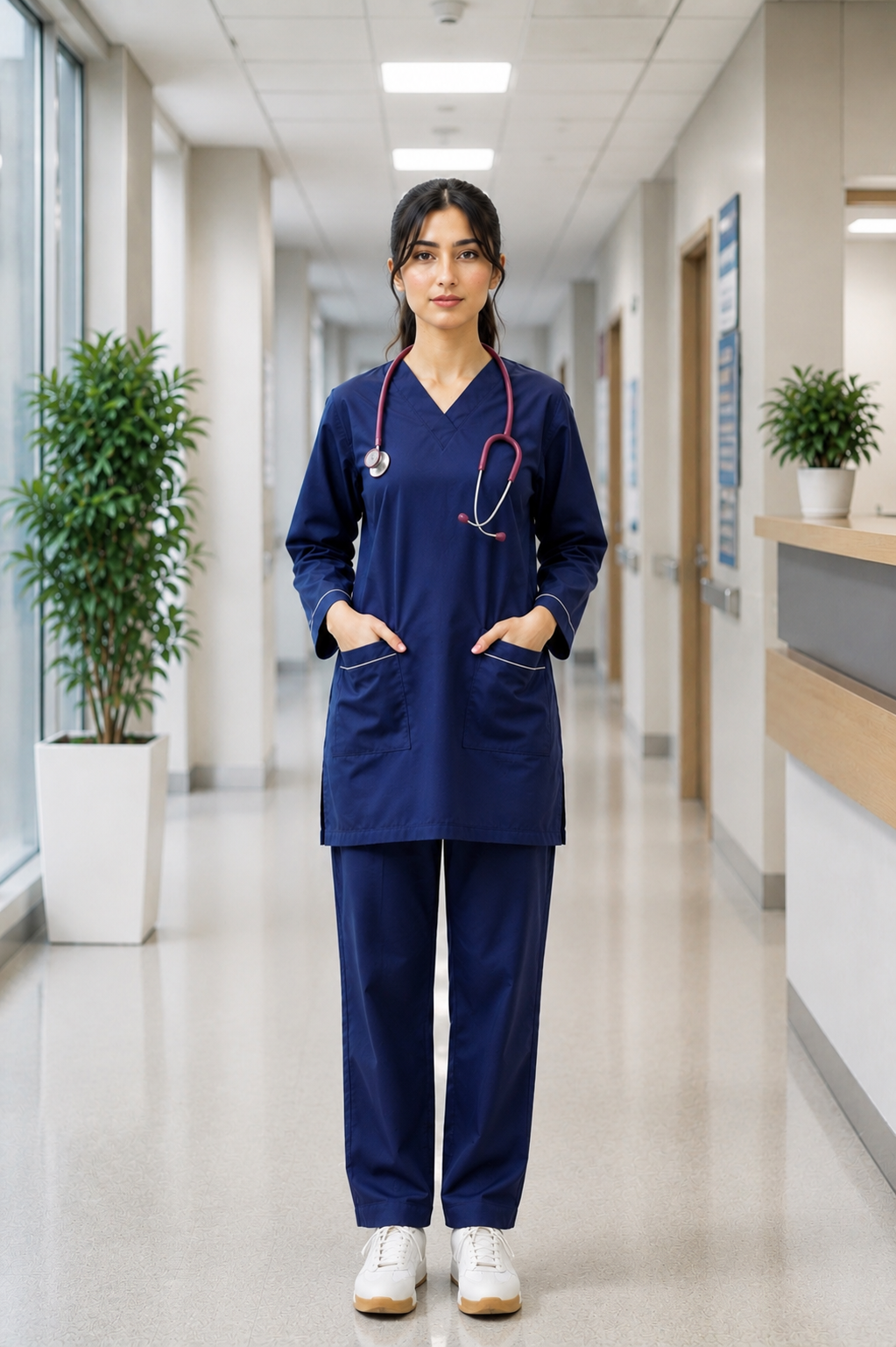 Medical scrub suit pocket detail