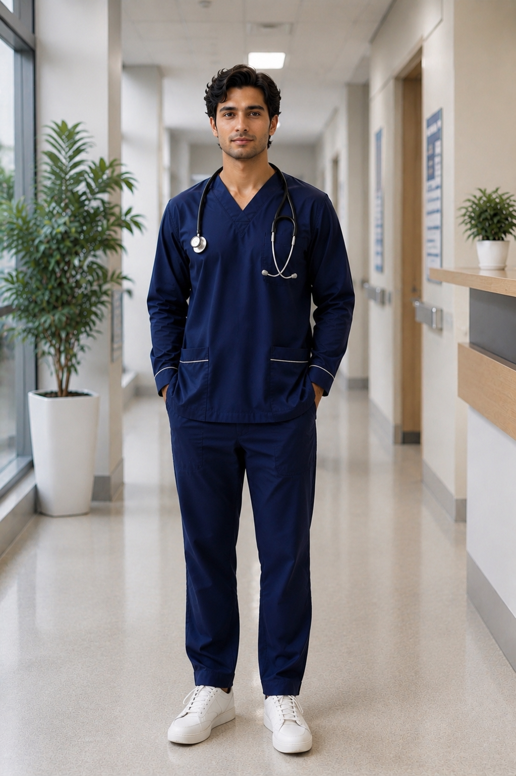Medical scrub suit fabric close-up